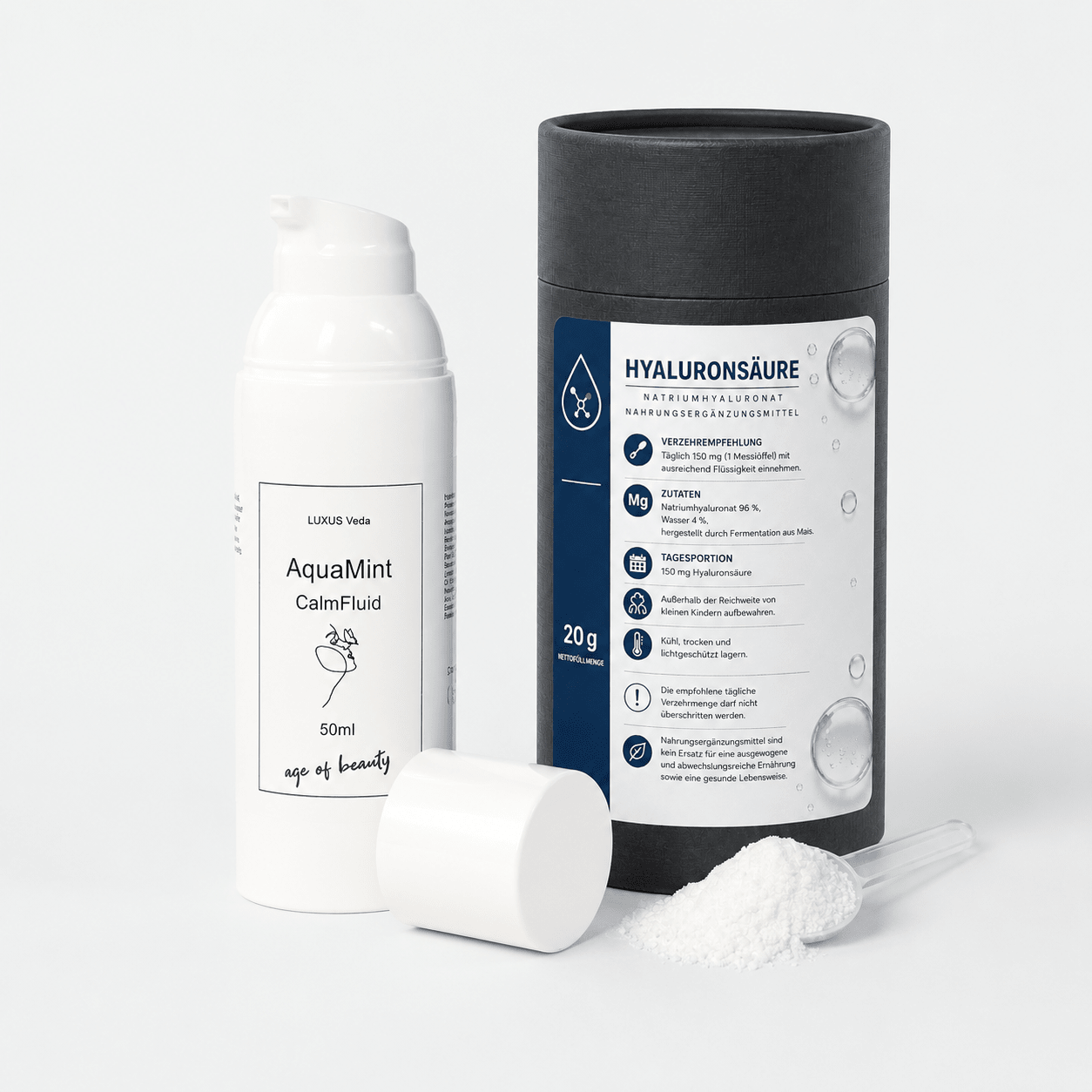 Hyaluron Set – Pulver & AquaMint Fluid