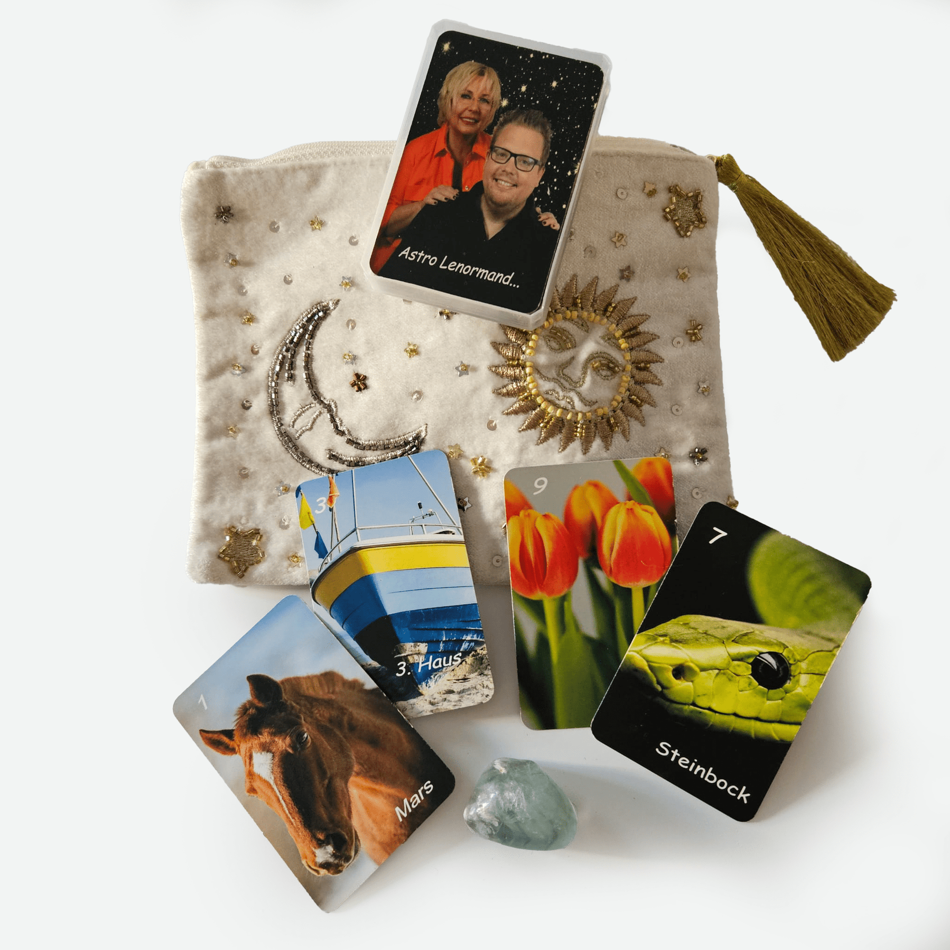 Dein Glücksweg – Sonne, Mond & Sterne – Kartendeck mit Samtbeutel - BLG Beautiful Life